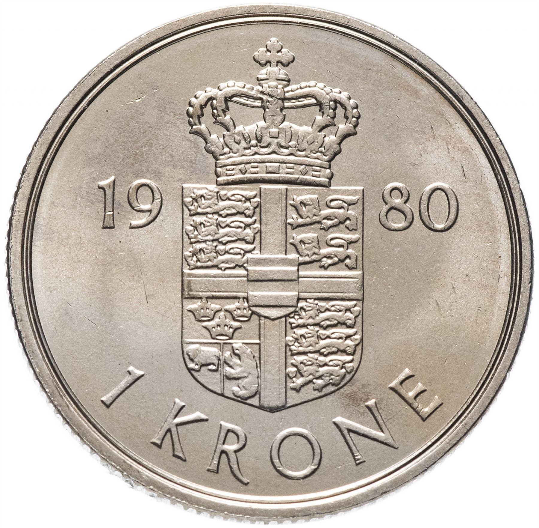 Danish Coin 1 Krone | Queen Margrethe II | KM862 | Denmark | 1973 - 1989