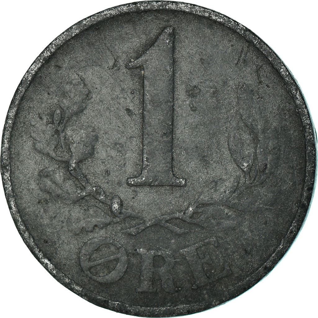 Danish Coin 1 Øre | Christian X German Occupation | Oak Branch | KM832 | Denmark | 1941 - 1946