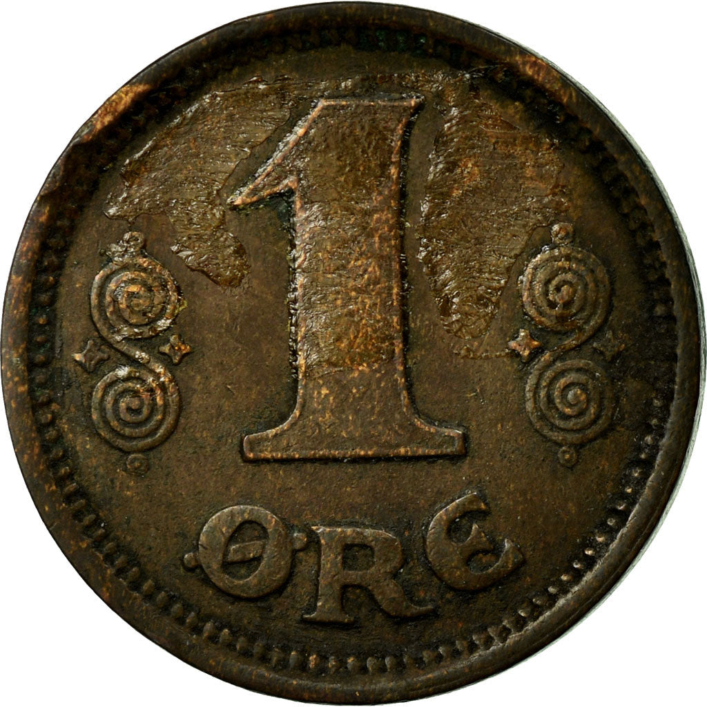 Danish Coin 1 Øre | Christian X | Norse Scroll | KM812 | Denmark | 1913 - 1923