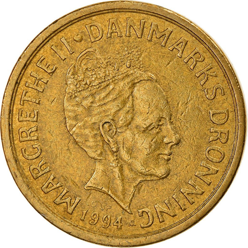 Danish Coin 10 Kroner | Queen Margrethe II 3rd portrait | KM877 | Denmark | 1994 - 1999