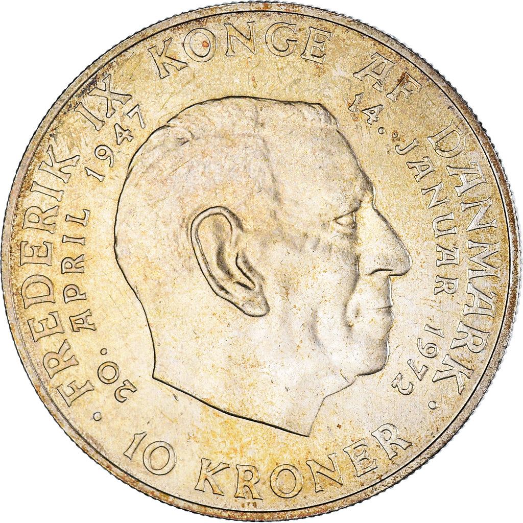 Danish Coin 10 Kroner | Queen Margrethe II | King Frederik IX | KM858 | Denmark | 1972