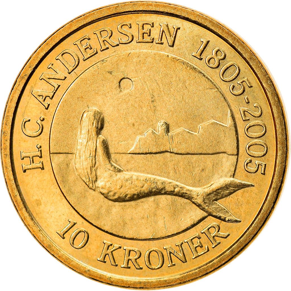 Danish Coin 10 Kroner | Queen Margrethe II | Little Mermaid | KM900 | Denmark | 2005