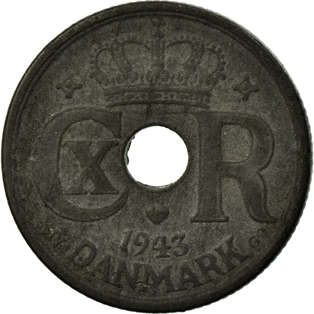 Danish Coin 10 Øre | Christian X German Occupation | KM822.2a | Denmark | 1941 - 1945