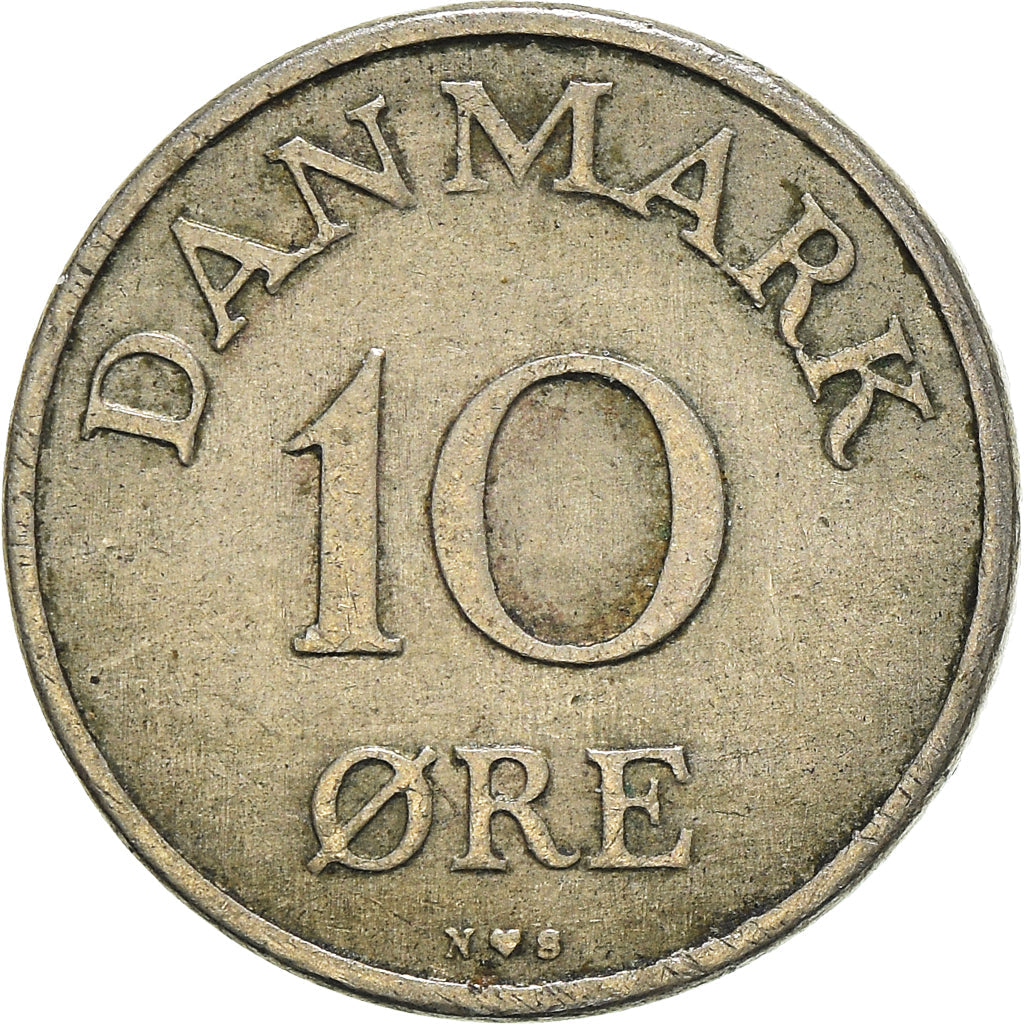 Danish Coin 10 Øre | King Frederik IX Monogram | KM841 | Denmark | 1948 - 1960