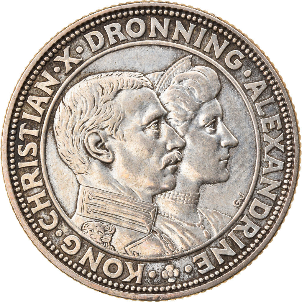 Danish Coin 2 Kroner | Christian X Silver Wedding | KM821 | Denmark | 1923