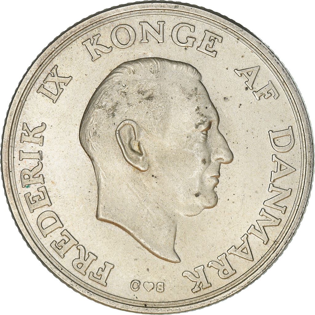 Danish Coin 2 Kroner | Frederik IX | Princess Margarethe | KM845 | Denmark | 1958