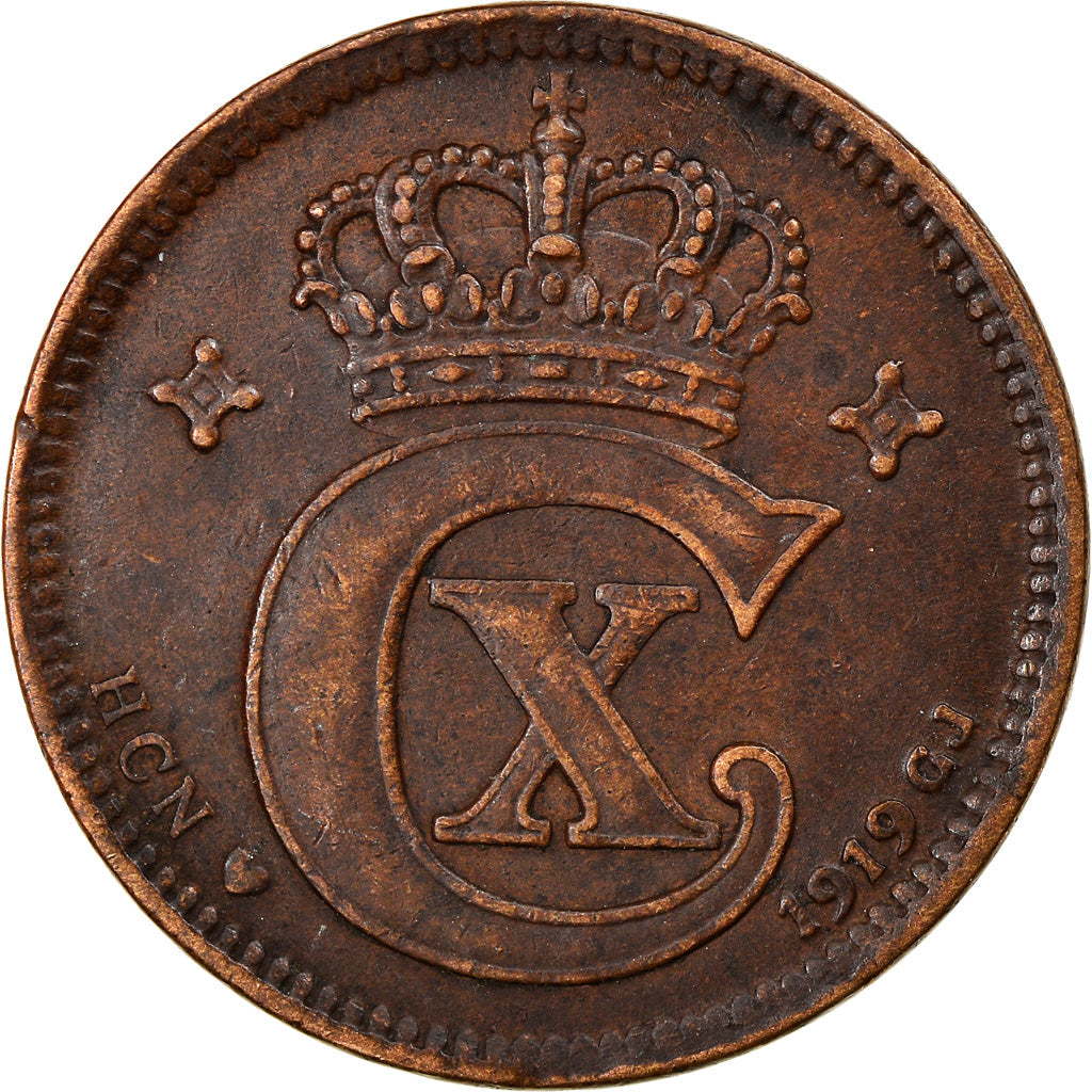 Danish Coin 2 Øre | King Christian X Monogram | Norse Scroll | KM813 | Denmark | 1913 - 1923