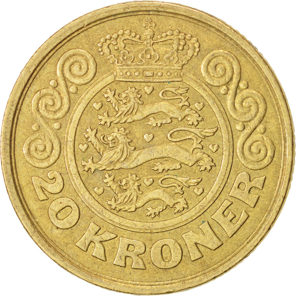 Danish Coin 20 Kroner | Queen Margrethe II 2nd portrait | KM871 | Denmark | 1990 - 1993