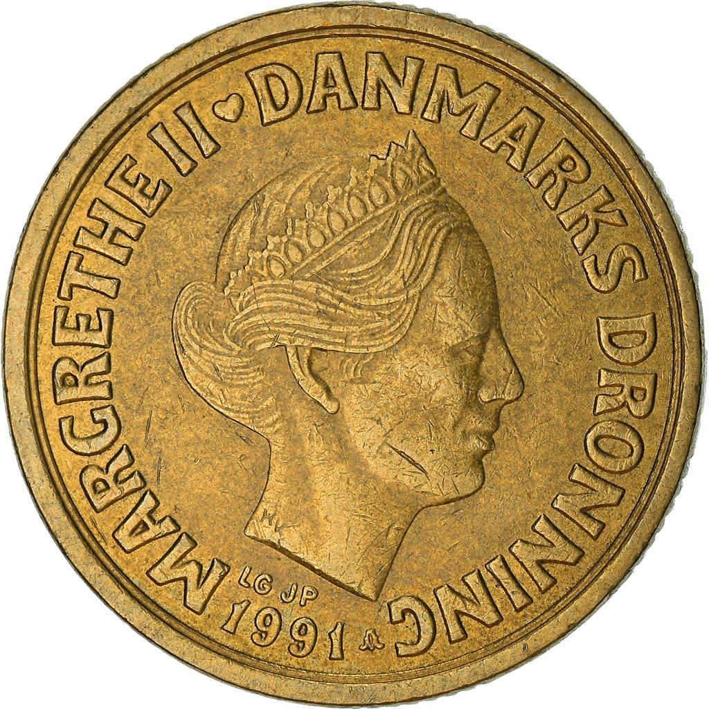 Danish Coin 20 Kroner | Queen Margrethe II 2nd portrait | KM871 | Denmark | 1990 - 1993