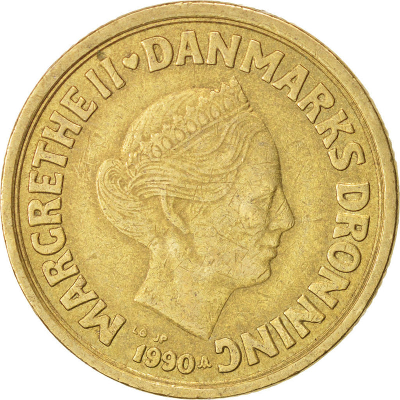 Danish Coin 20 Kroner | Queen Margrethe II 2nd portrait | KM871 | Denmark | 1990 - 1993