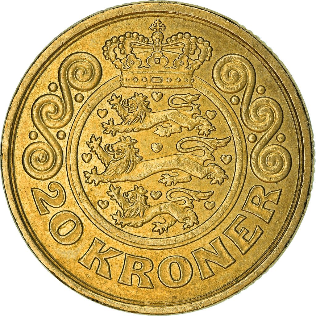 Danish Coin 20 Kroner | Queen Margrethe II 3rd portrait | KM878 | Denmark | 1994 - 1999