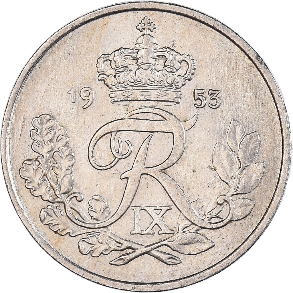 Danish Coin 25 Øre | King Frederik IX Monogram | KM842 | Denmark | 1948 - 1960