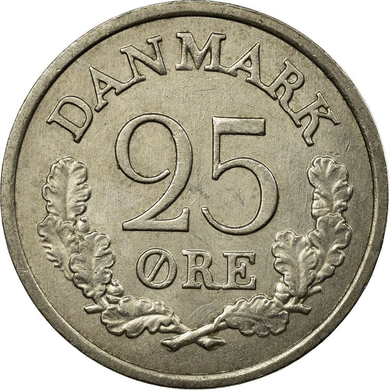 Danish Coin 25 Øre | King Frederik IX | Oak Tree | KM850 | Denmark | 1960 - 1967