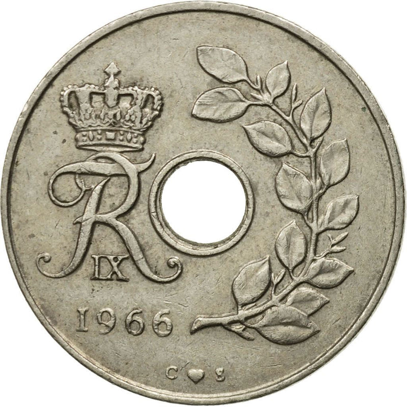 Danish Coin 25 Øre | King Frederik IX | Oak Tree | KM850 | Denmark | 1960 - 1967