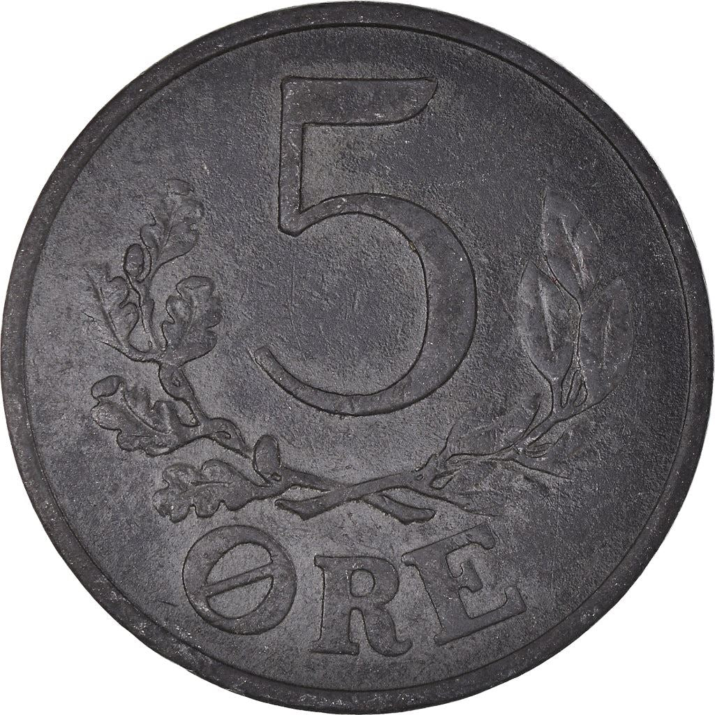 Danish Coin 5 Øre | Christian X German Occupation | Oak Branch | KM834a | Denmark | 1942 - 1945