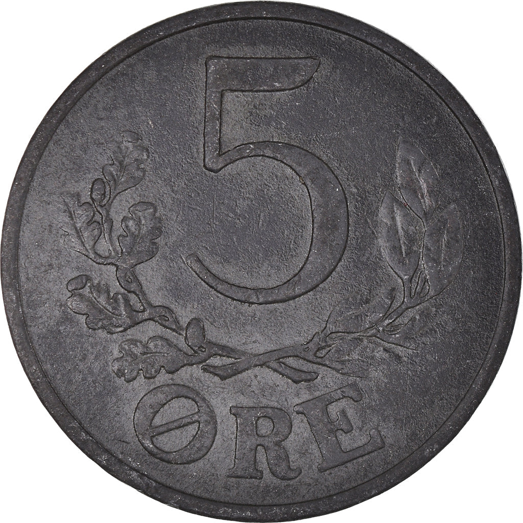 Danish Coin 5 Øre | Christian X German Occupation | Oak Branch | KM834a | Denmark | 1942 - 1945