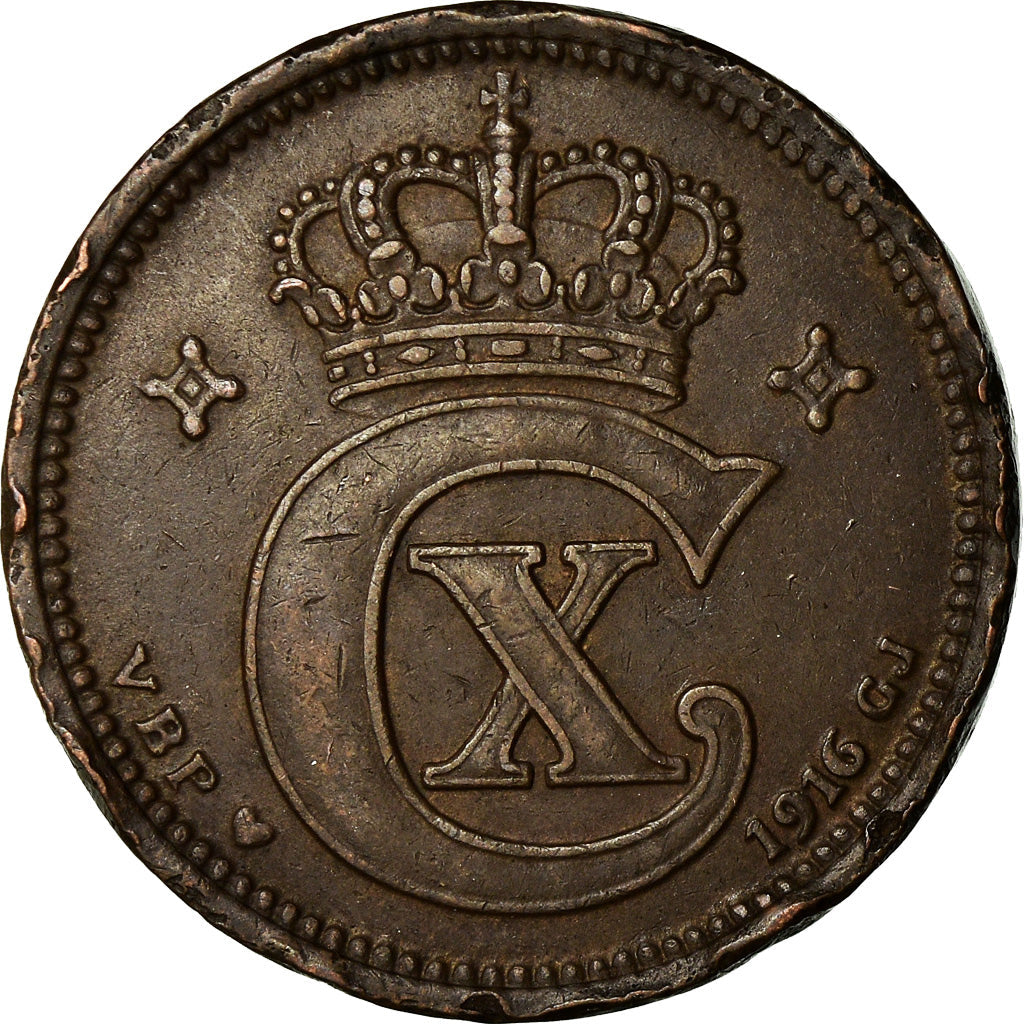 Danish Coin 5 Øre | King Christian X Monogram | KM814 | Denmark | 1913 - 1923