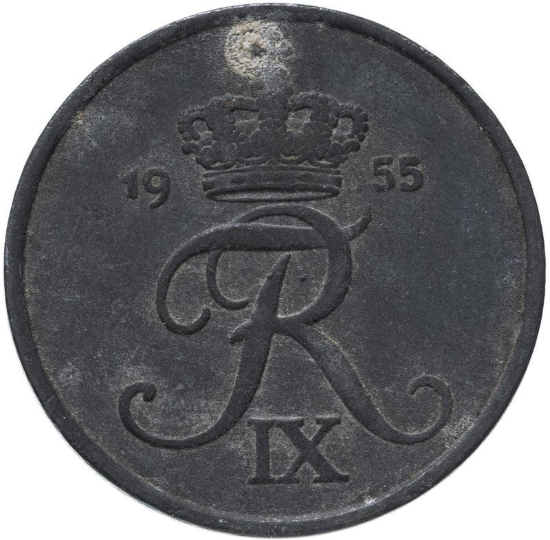 Danish Coin 5 re King Frederik IX Monogram KM843 Denmark 1950