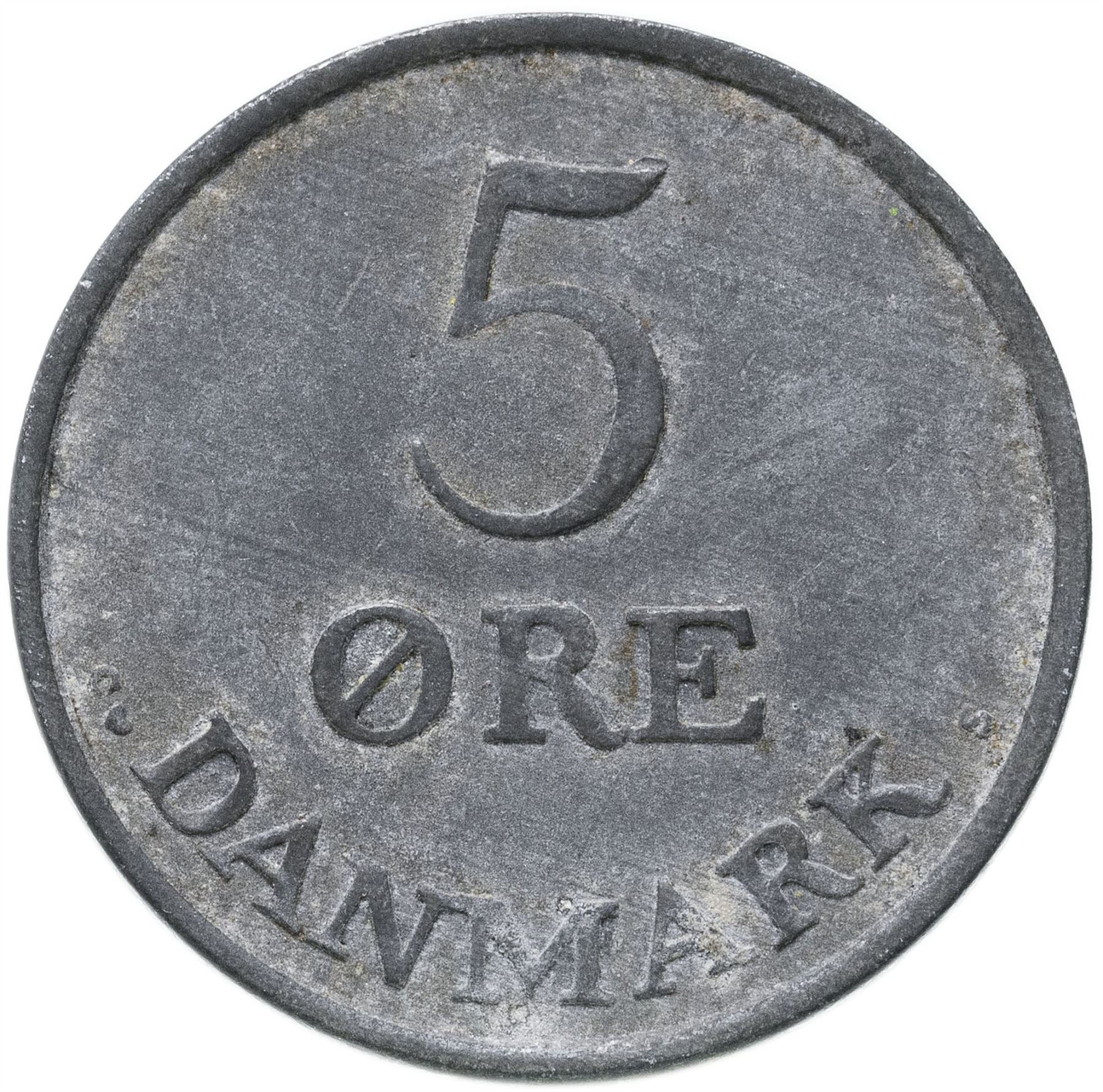 Danish Coin 5 Øre | King Frederik IX Monogram | KM843 | Denmark | 1950 - 1964