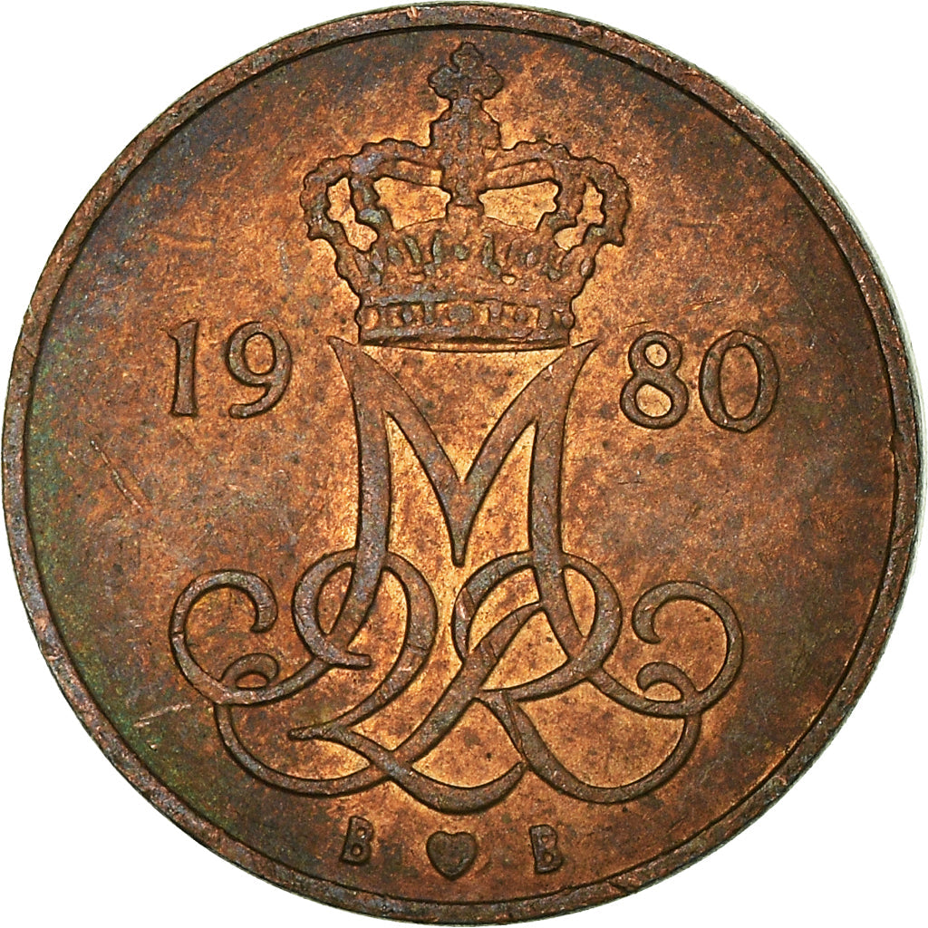 Danish Coin 5 Øre | Margrethe II Monogram | KM859 | Denmark | 1973 - 1988