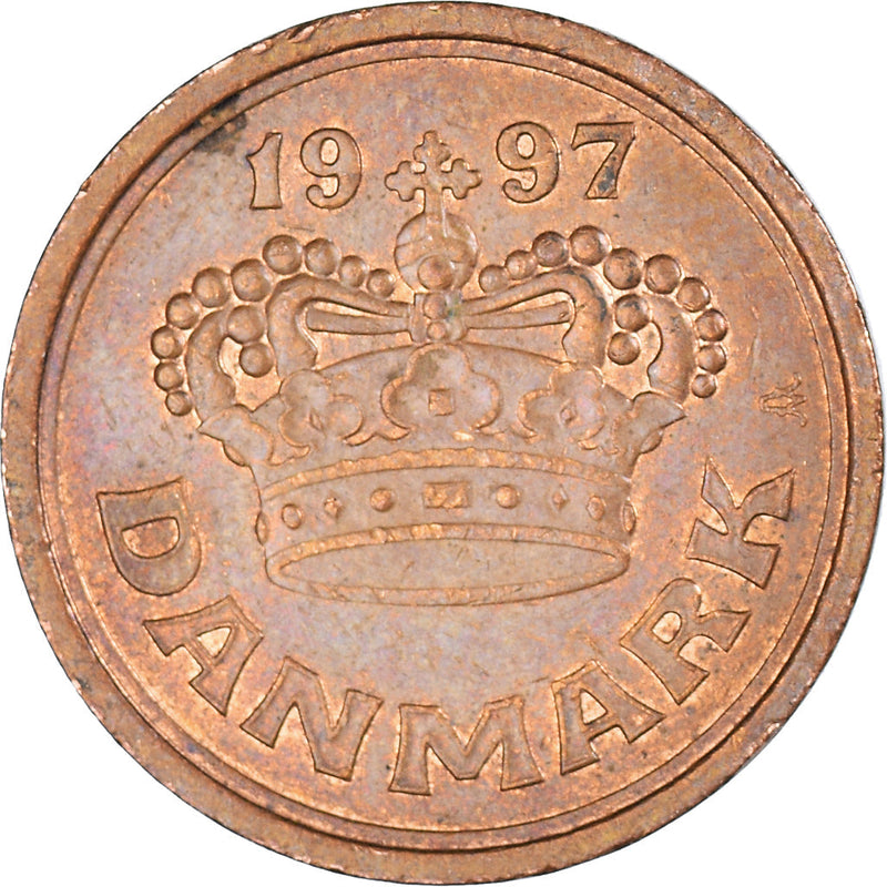 Danish Coin 50 Øre | Queen Margrethe II | Christian V Crown | Yhe Heart | KM866 | Denmark | 1989 - 2021