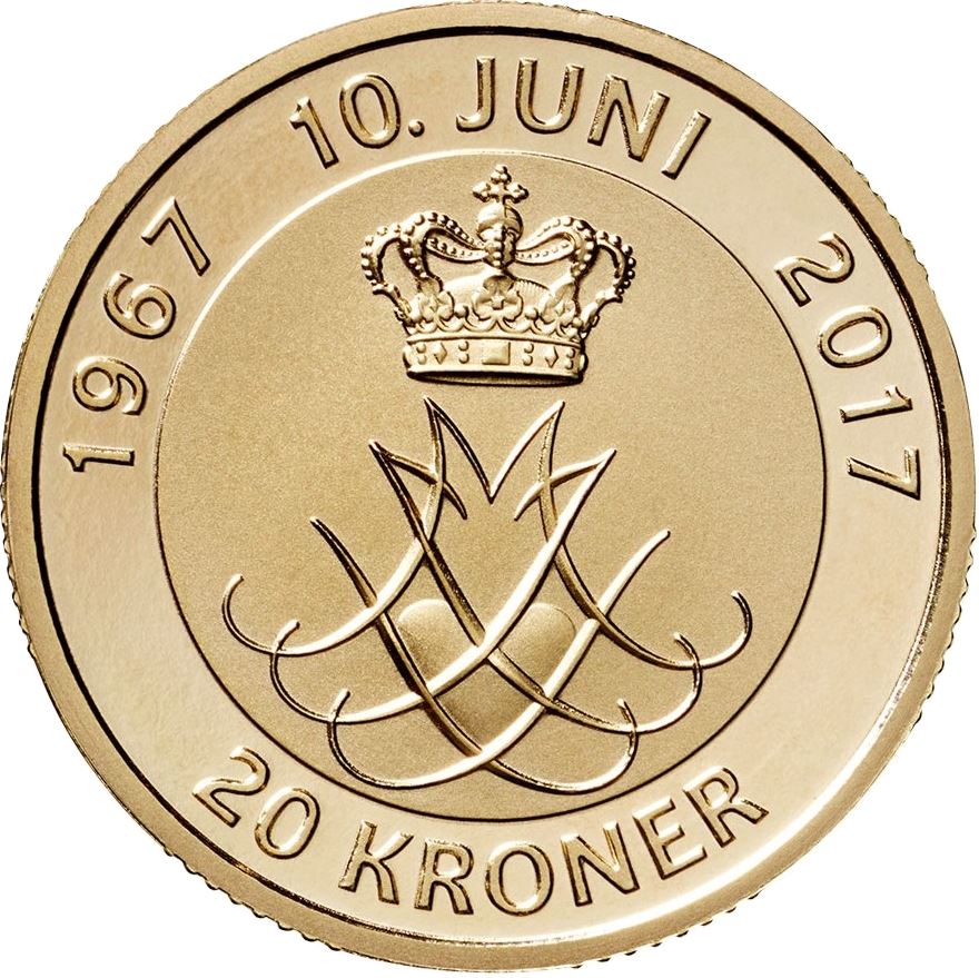 Denmark | 20 Kroner Coin | Margrethe II Royal Golden Wedding | KM966 | 2017