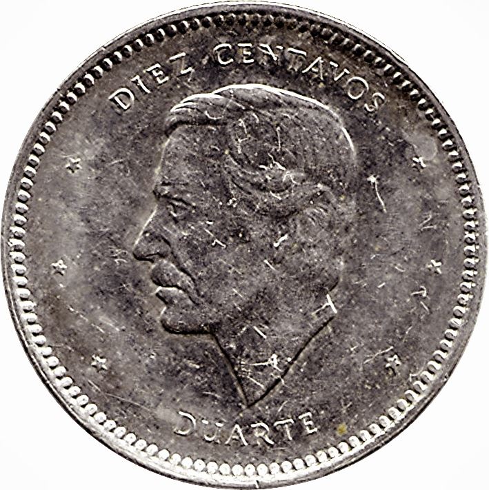 Dominican Republic 10 Centavos Coin | Juan Pablo Duarte | KM60 | 1983 - 1987