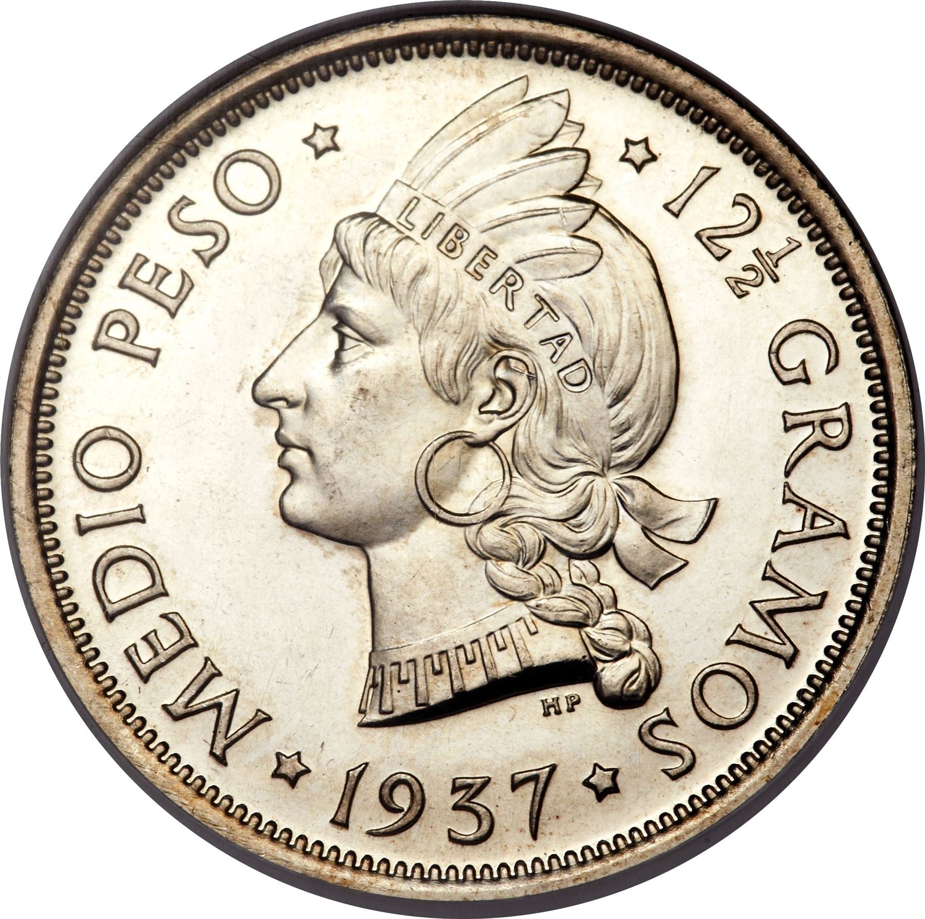 Dominican Republic 1/2 Peso Coin | Liberty | KM21 | 1937 - 1961