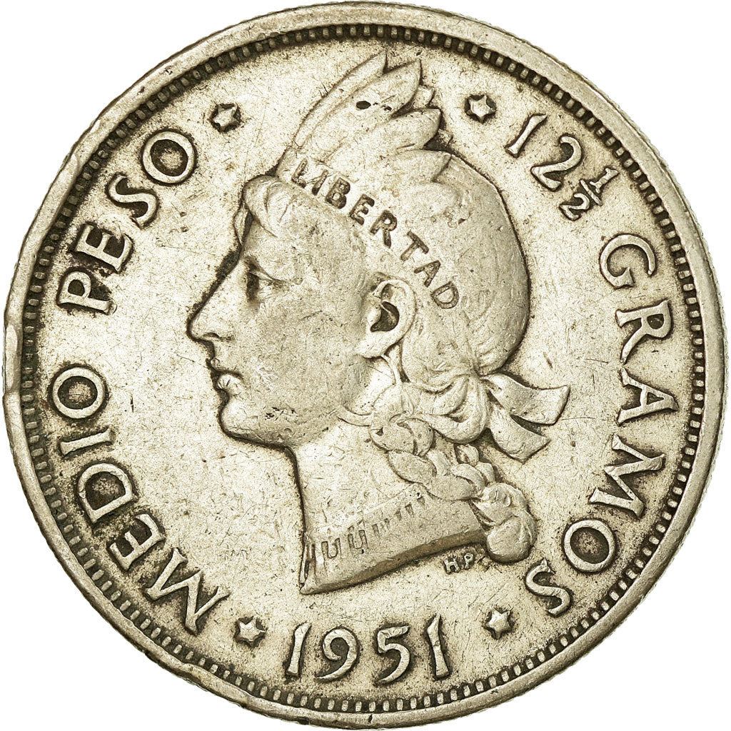 Dominican Republic 1/2 Peso Coin | Liberty | KM21 | 1937 - 1961