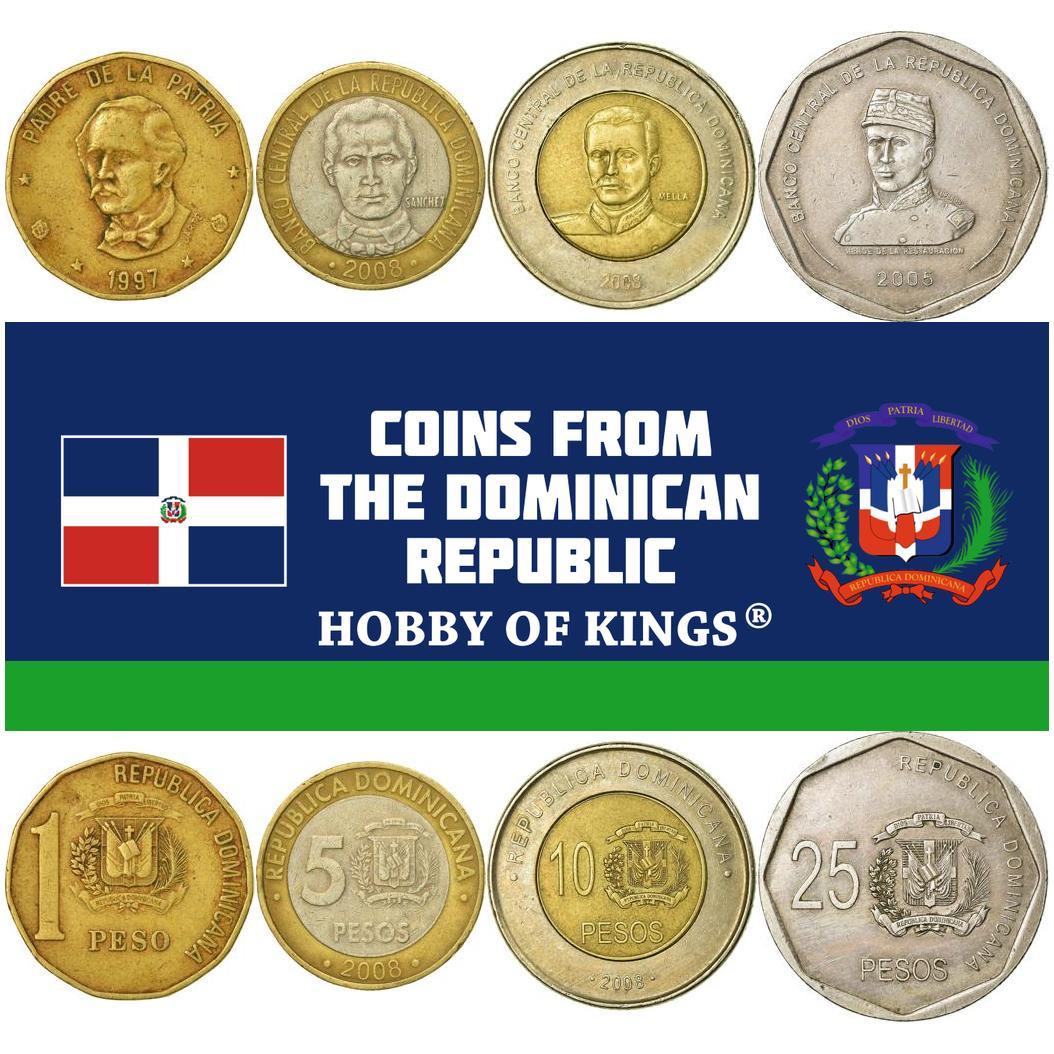 Dominican Republic | 4 Coin Set | 1 Peso 5 10 25 Pesos | 1992 - 2016