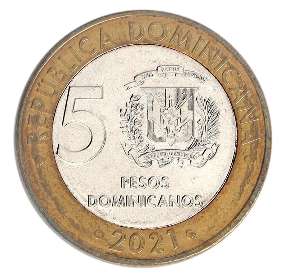 Dominican Republic | 5 Pesos Coin | Francisco del Rosario Sánchez | Km:125 | 2017 - 2022