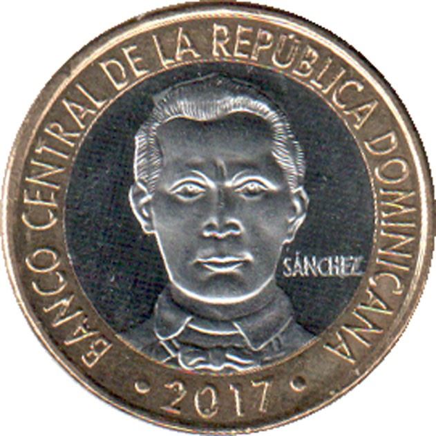 Dominican Republic | 5 Pesos Coin | Francisco del Rosario Sánchez | Km:125 | 2017 - 2022