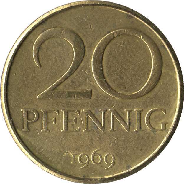 East German 20 Pfennig | Deutsche Demokratische Republik | KM11 | 1969 - 1990