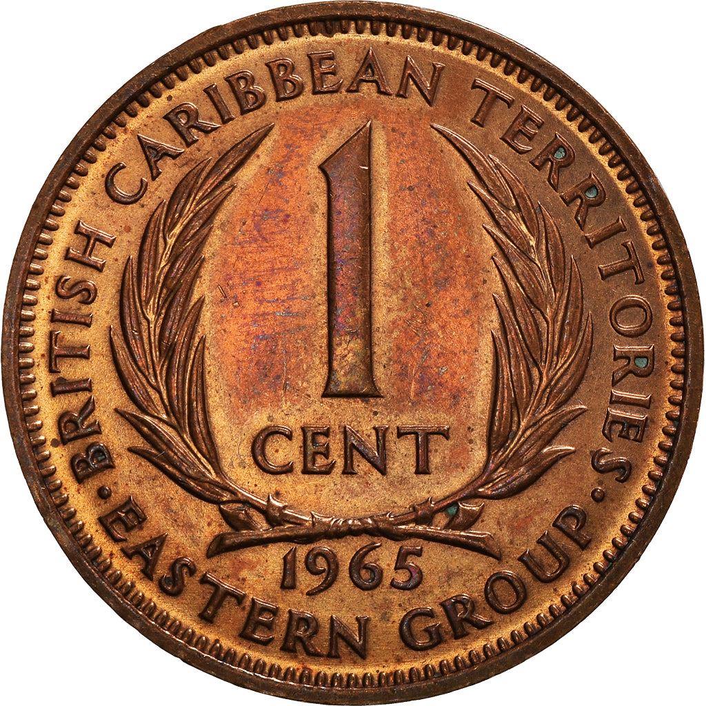 Eastern Caribbean States 1 Cent Coin | Queen Elizabeth II | Palm | KM2 | 1955 - 1965