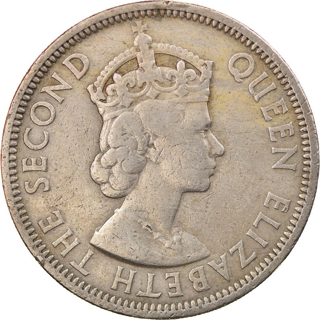 Eastern Caribbean States 50 Cents Coin | Queen Elizabeth II | Water Queen | Trident | Seahorse | KM7 | 1955 - 1965