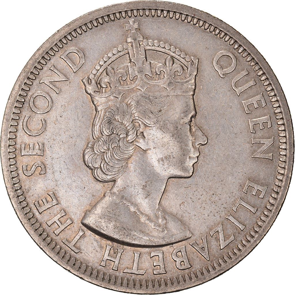 Eastern Caribbean States 50 Cents Coin | Queen Elizabeth II | Water Queen | Trident | Seahorse | KM7 | 1955 - 1965