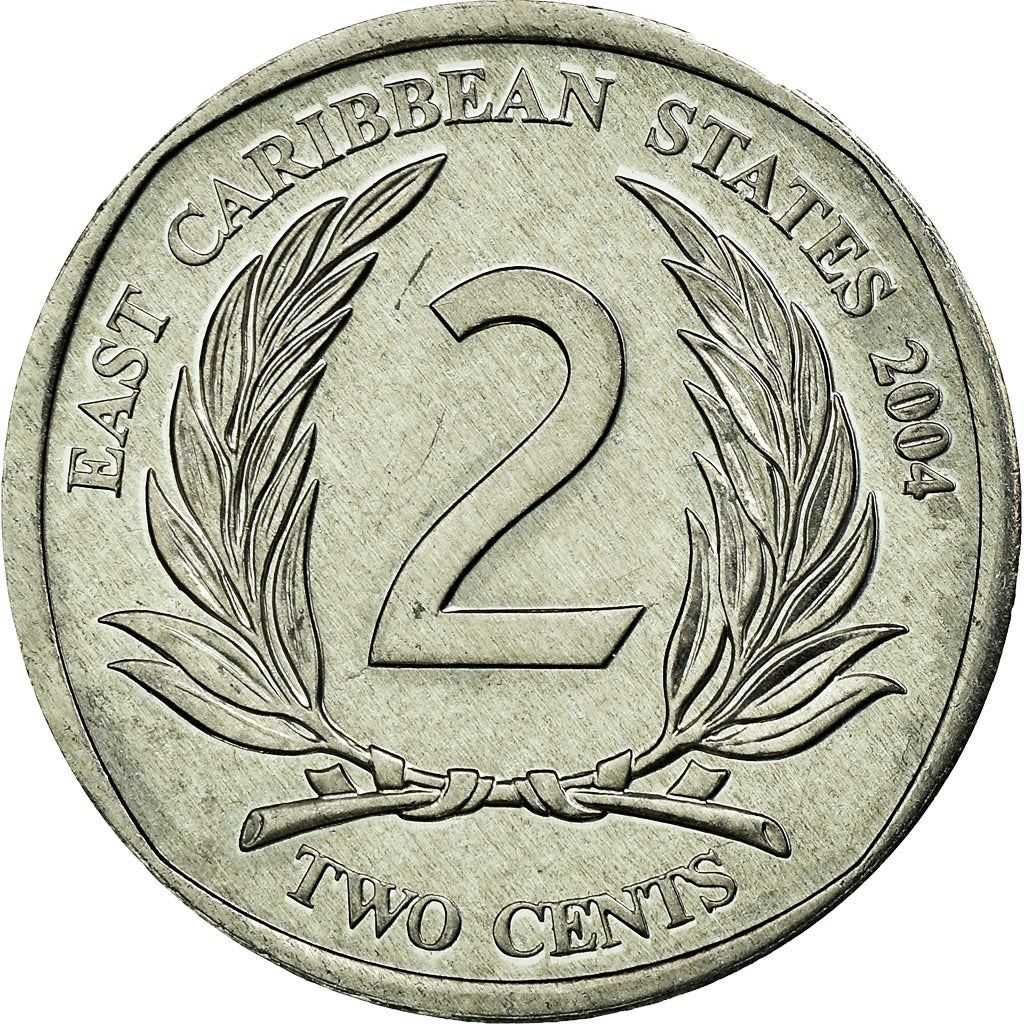 Eastern Caribbean States Coin 2 Cents | Queen Elizabeth II | Palm | KM35 | 2002 - 2011