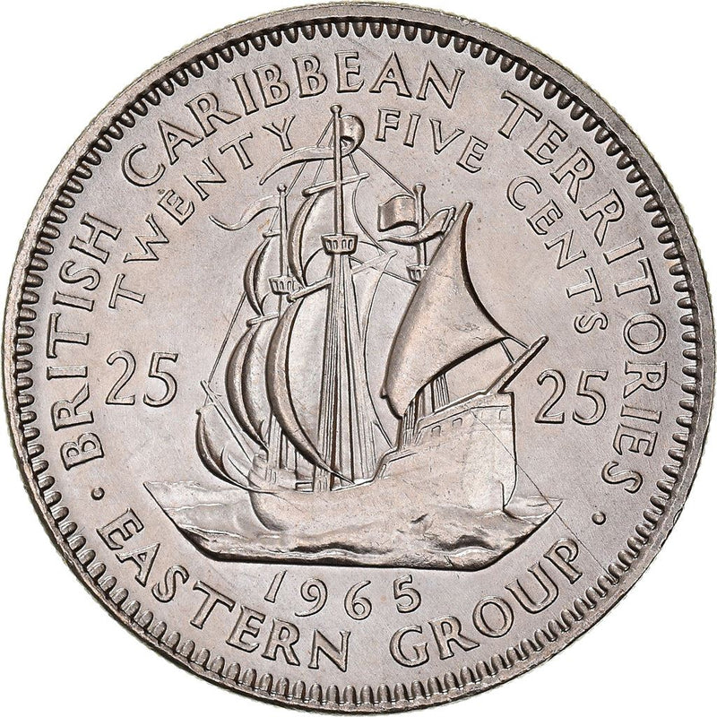 Eastern Caribbean States Coin 25 Cents | Queen Elizabeth II | Golden H