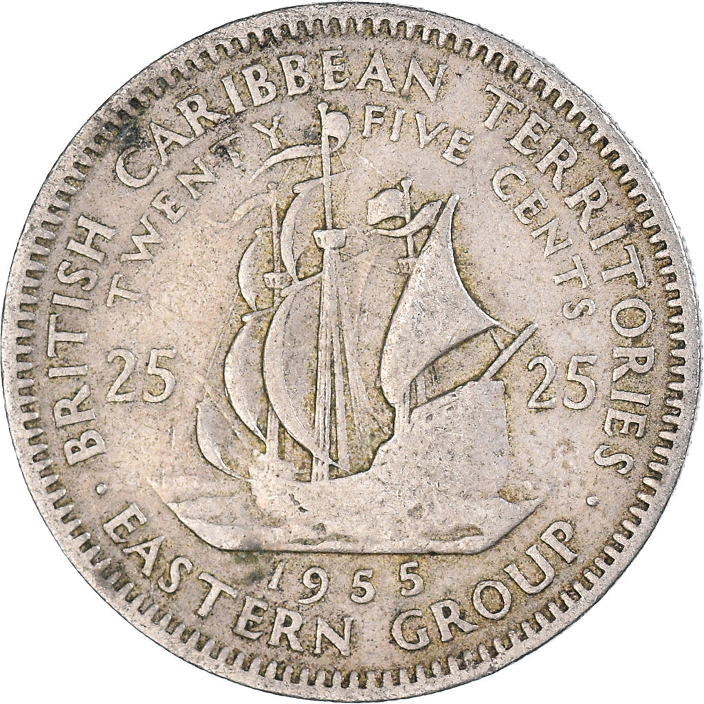 Eastern Caribbean States Coin 25 Cents | Queen Elizabeth II | Golden H