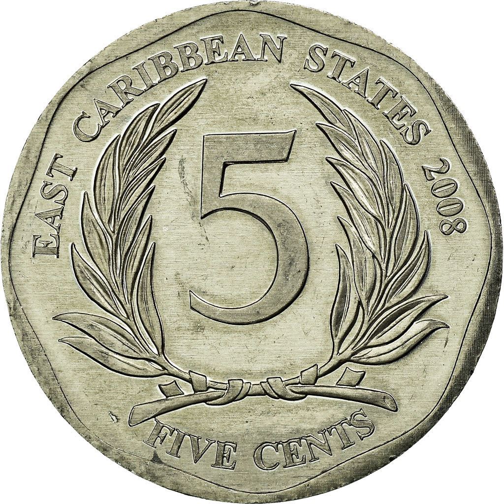 Eastern Caribbean States Coin 5 Cents | Queen Elizabeth II | Palm | KM36 | 2002 - 2019