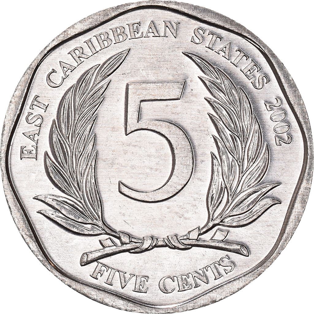 Eastern Caribbean States Coin 5 Cents | Queen Elizabeth II | Palm | KM36 | 2002 - 2019