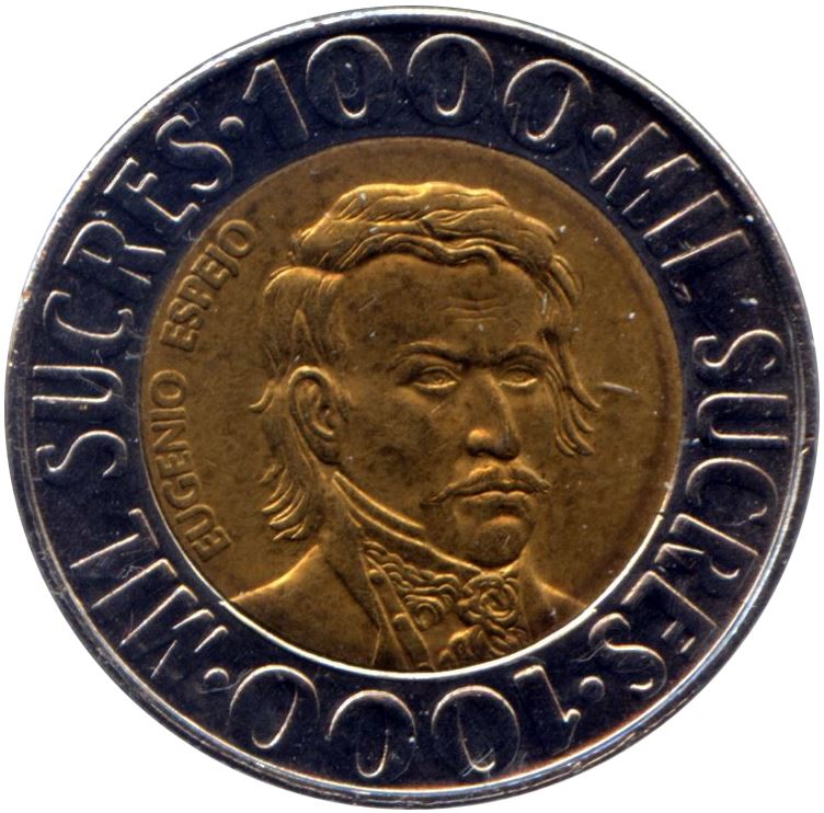 Ecuador | 1000 Sucres Coin | Eugenio Espejo | Km:99 | 1996