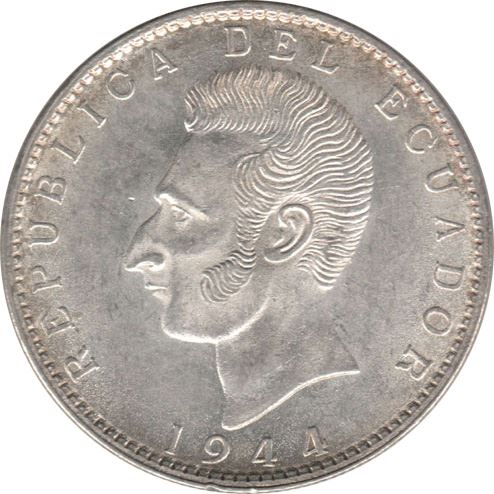 Ecuador 2 Sucres Coin | Antonio Jose de Sucre | KM80 | 1944