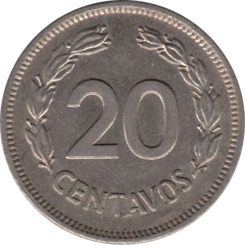 Ecuador | 20 Centavos Coin | KM77.2 | 1974