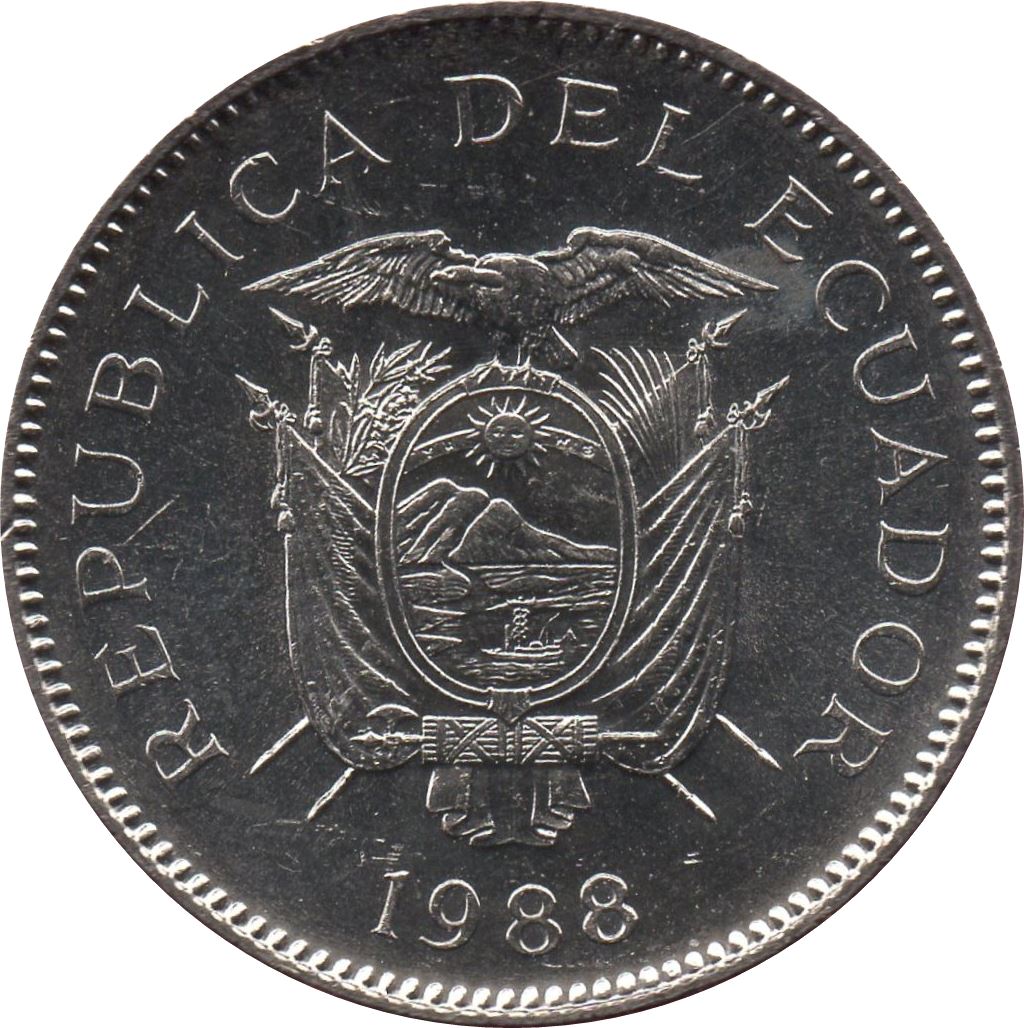 Ecuador | 5 Sucres Coin | Bananas | Km:91 | 1988 - 1991