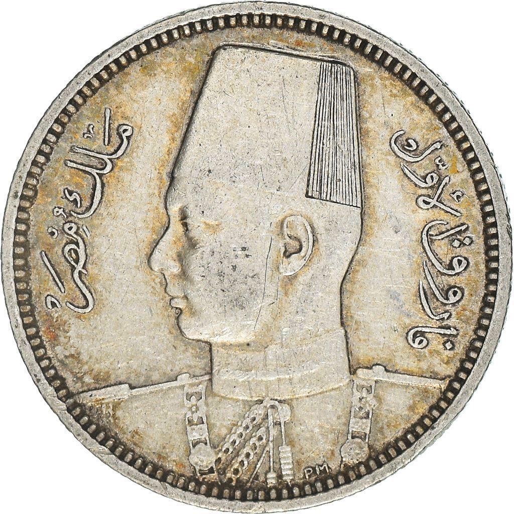 Egypt | 2 Piastres Coin | King Farouk | Fez | Silver | Km:365 | 1937 - 1942