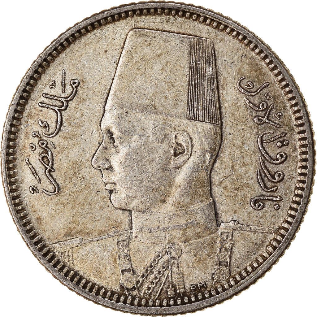 Egypt | 2 Piastres Coin | King Farouk | Fez | Silver | Km:365 | 1937 - 1942