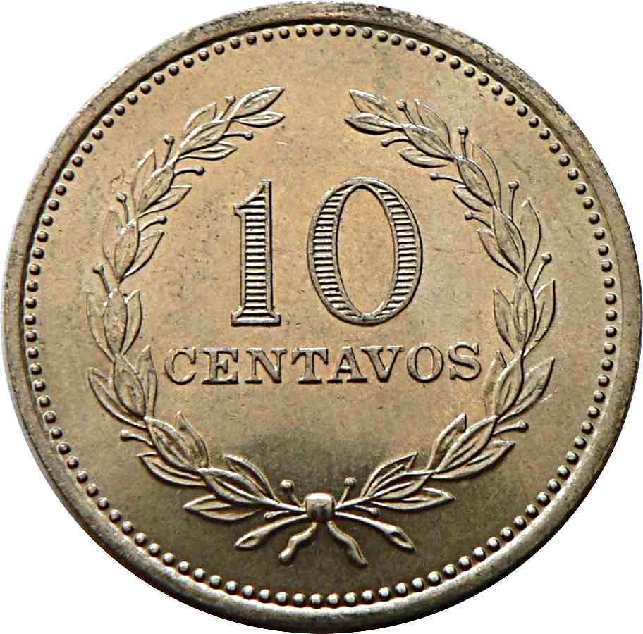 El Salvador 10 Centavos Coin | President Francisco Morazan | KM150 | 1975