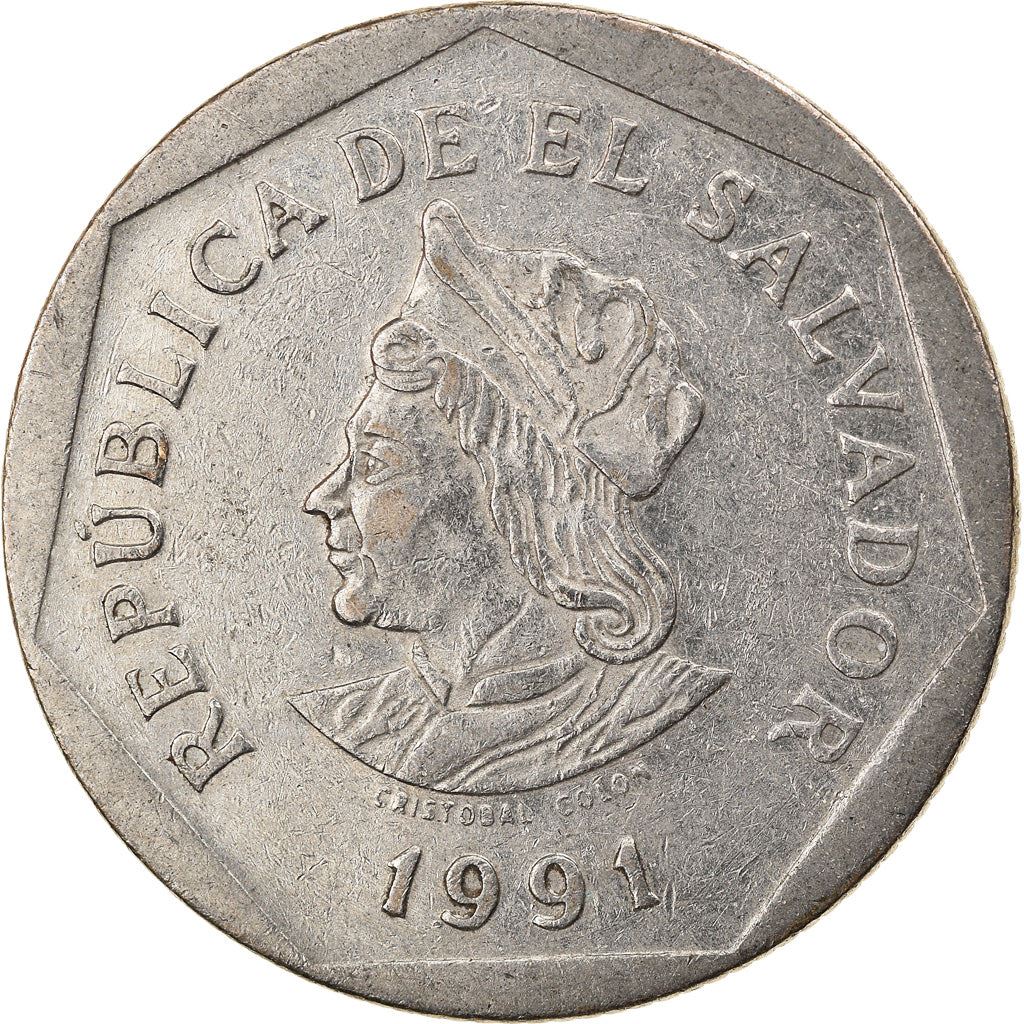 El Salvador Coin Salvadoran 1 Colon | Christopher Columbus | KM156a | 1991