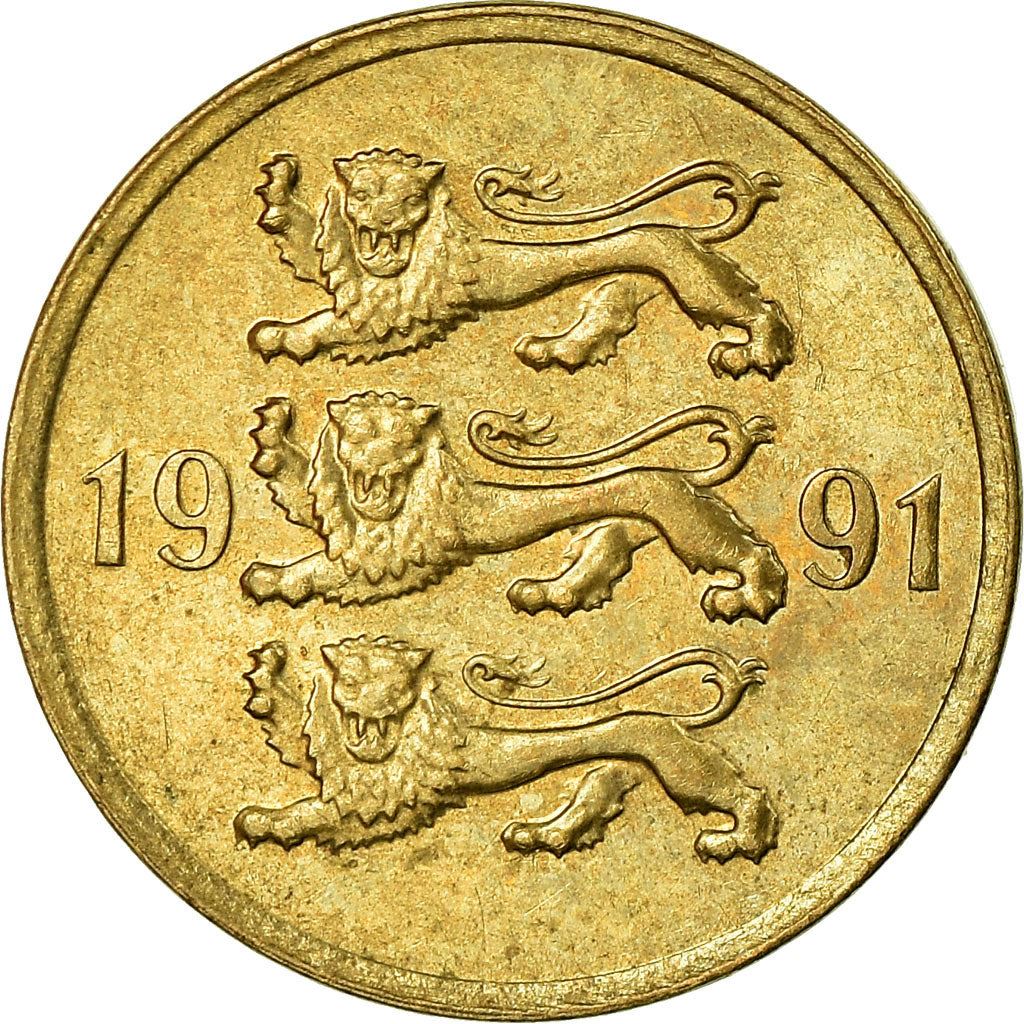 Estonia 5 Senti Coin | Lions | KM21 | 1991 - 1995